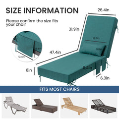 80x26" Sunbrella Outdoor Chaise Lounge Cushion