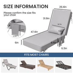 80x26" Sunbrella Outdoor Chaise Lounge Cushion