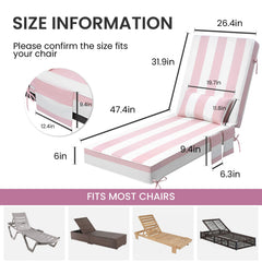80x26" Sunbrella Outdoor Chaise Lounge Cushion