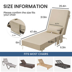 80x26" Sunbrella Outdoor Chaise Lounge Cushion