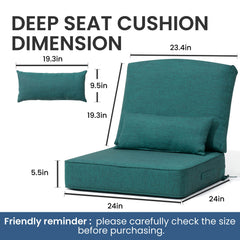 24x24" Outdoor Seat Cushion with Back Pillow