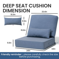 24x24" Outdoor Seat Cushion with Back Pillow