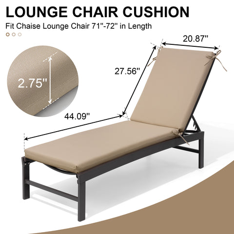 Crestlive Products Outdoor Chaise Lounge Cushions Patio Chair Cushions with 4-Adjustable Ties