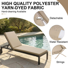Outdoor Chaise Lounge Cushion with 4 Adjustable Ties