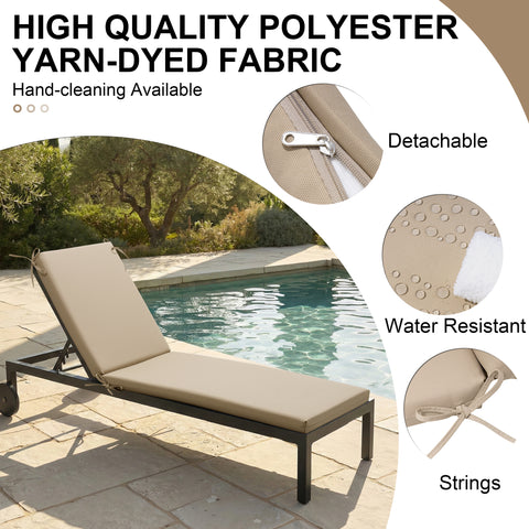 Crestlive Products Outdoor Chaise Lounge Cushions Patio Chair Cushions with 4-Adjustable Ties