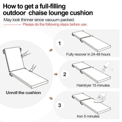 Outdoor Chaise Lounge Cushion with 4 Adjustable Ties