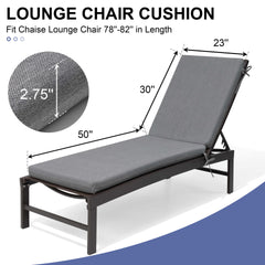 Outdoor Chaise Lounge Cushion with 4 Adjustable Ties