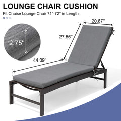 Outdoor Chaise Lounge Cushion with 4 Adjustable Ties