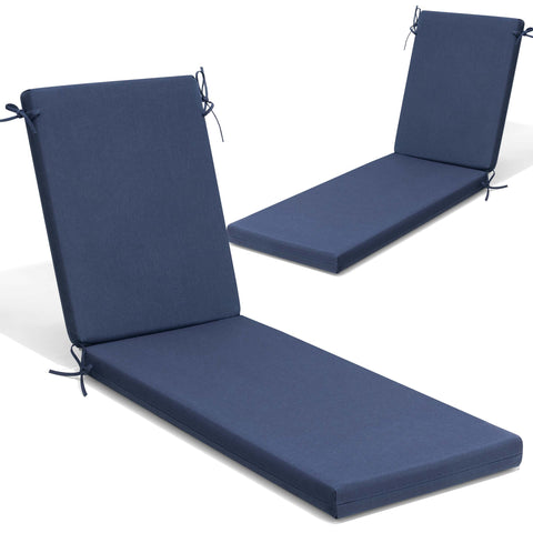 Crestlive Products Outdoor Chaise Lounge Cushions Patio Chair Cushions with 4-Adjustable Ties