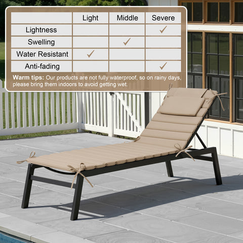 Crestlive Products Outdoor Resistant Foldable Chaise Lounge Chair Cushion