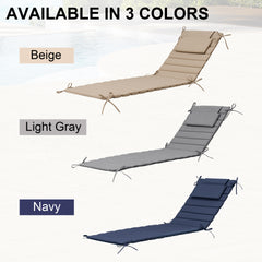Crestlive Products Outdoor Chaise Lounge Cushion Set of 2, Thin Foldable Water-Resistant Patio Pool Chair Pads with Straps, 71" x 21"