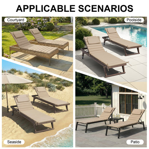 Crestlive Products Outdoor Resistant Foldable Chaise Lounge Chair Cushion