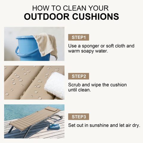 Crestlive Products Outdoor Resistant Foldable Chaise Lounge Chair Cushion