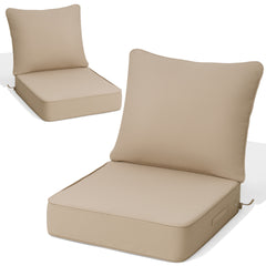 Crestlive 5.5" Outdoor Cushion for Patio Furniture Set of 2, 24 x 24, Waterproof and Fade-Resistant Deep Seat Cushions for Chair, Wicker Sofa and Couch