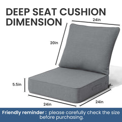 24x24" Sunbrella Outdoor Deep Seat Cushion Set