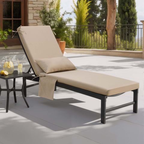 Crestlive Products Outdoor Chaise Lounge Cushion with Pillow and Pockets