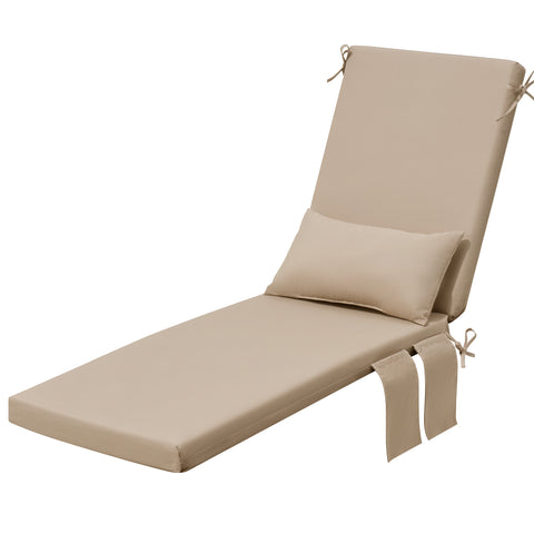 Crestlive Products Outdoor Chaise Lounge Cushion with Pillow and Pockets