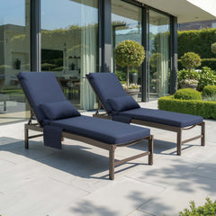 Outdoor Chaise Lounge Cushion with Pillow & Pockets