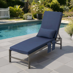 Outdoor Chaise Lounge Cushion with Pillow & Pockets