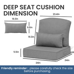 24x24" Outdoor Seat Cushion with Back Pillow