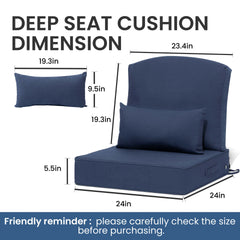 24x24" Outdoor Seat Cushion with Back Pillow