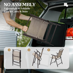 5-Piece Square Patio Dining Set with Glass Table & Folding Chairs (w/ Umbrella Hole)