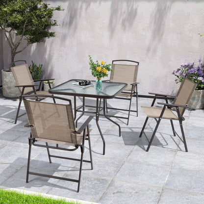 Crestlive Products 5-Piece Outdoor Patio Dining Set with 4 Folding Chairs and Table