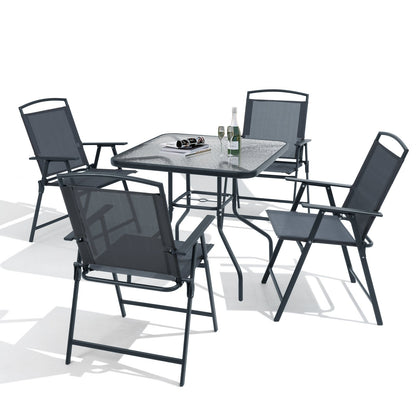 Crestlive Products 5-Piece Outdoor Patio Dining Set with 4 Folding Chairs and Table