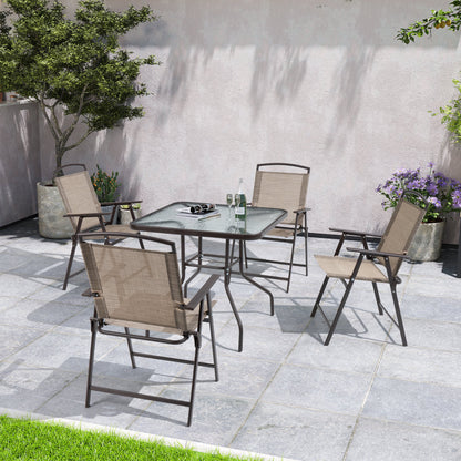 Crestlive Products Steel Outdoor Folding Dining Chair Set of 4 with Textilene Seats and Armrests