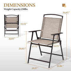 Steel Folding Outdoor Dining Chair Set of 4 with Textilene