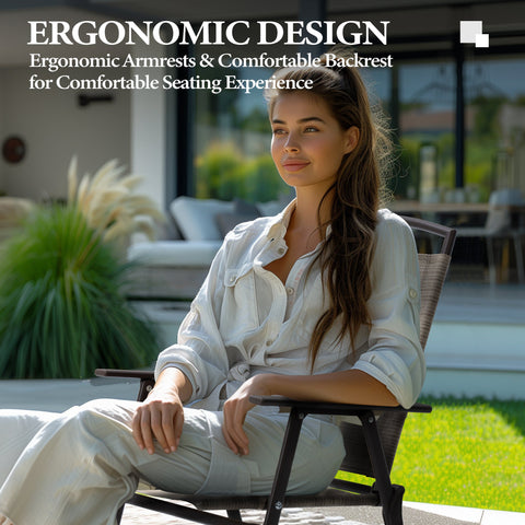 Outdoor folding dining chair ergonomic design with armrests and comfortable backrest