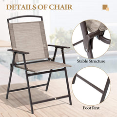 Steel Folding Outdoor Dining Chair Set of 4 with Textilene
