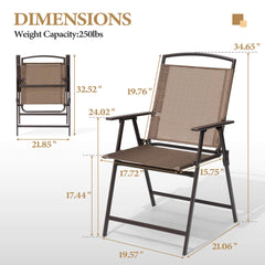 Steel Folding Outdoor Dining Chair Set of 4 with Textilene