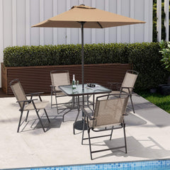 6-Piece Outdoor Dining Set with Glass Table & Umbrella