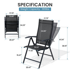 Metal Folding & Adjustable Outdoor Dining Chair Set of 2