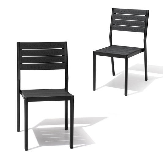 Crestlive Products 18.5 x 22.2 x 33.9 in 2-Pack All-Weather Stackable Outdoor Patio Dining Chairs with Aluminum Frame – Ergonomic Armless Design