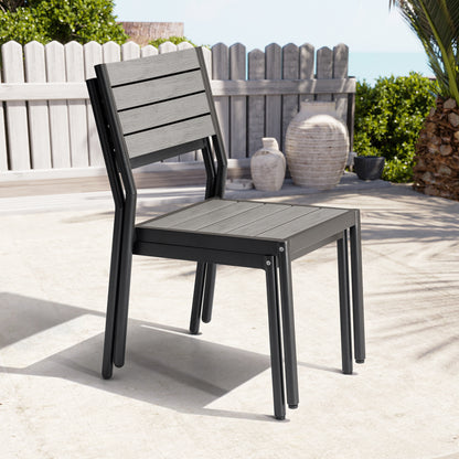 Crestlive Products 18.5 x 22.2 x 33.9 in 2-Pack All-Weather Stackable Outdoor Patio Dining Chairs with Aluminum Frame – Ergonomic Armless Design