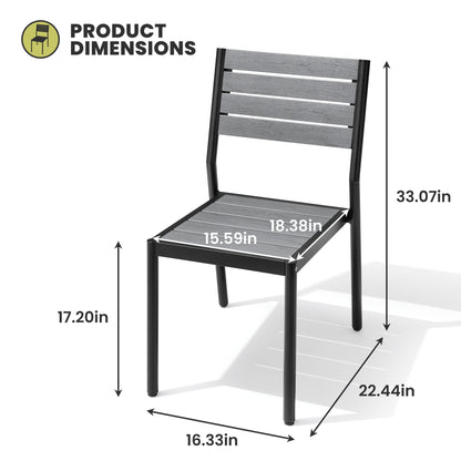 Crestlive Products 18.5 x 22.2 x 33.9 in 2-Pack All-Weather Stackable Outdoor Patio Dining Chairs with Aluminum Frame – Ergonomic Armless Design