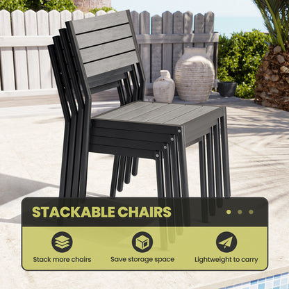 Crestlive Products 18.5 x 22.2 x 33.9 in 2-Pack All-Weather Stackable Outdoor Patio Dining Chairs with Aluminum Frame – Ergonomic Armless Design
