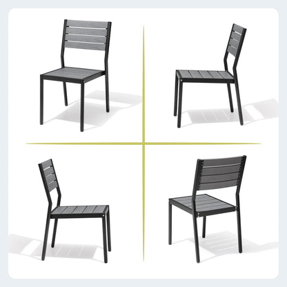Crestlive Products 18.5 x 22.2 x 33.9 in 2-Pack All-Weather Stackable Outdoor Patio Dining Chairs with Aluminum Frame – Ergonomic Armless Design