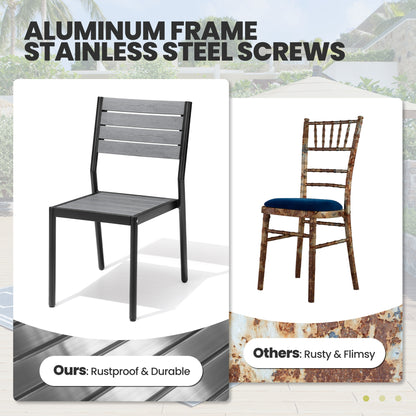 Crestlive Products 18.5 x 22.2 x 33.9 in 2-Pack All-Weather Stackable Outdoor Patio Dining Chairs with Aluminum Frame – Ergonomic Armless Design