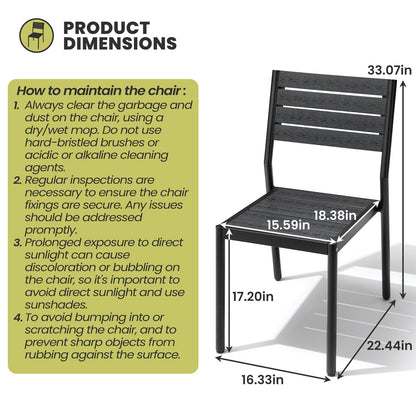 Crestlive Products 7-Piece Outdoor Dining Set Aluminum Frame Wood-Plastic Composite Table with Stackable Chairs