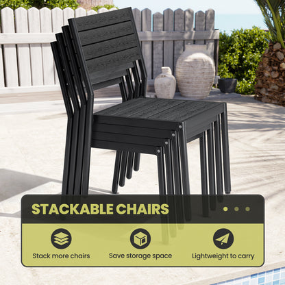 Crestlive Products Aluminum Outdoor Dining Set with Rectangular Table and Stackable Chairs