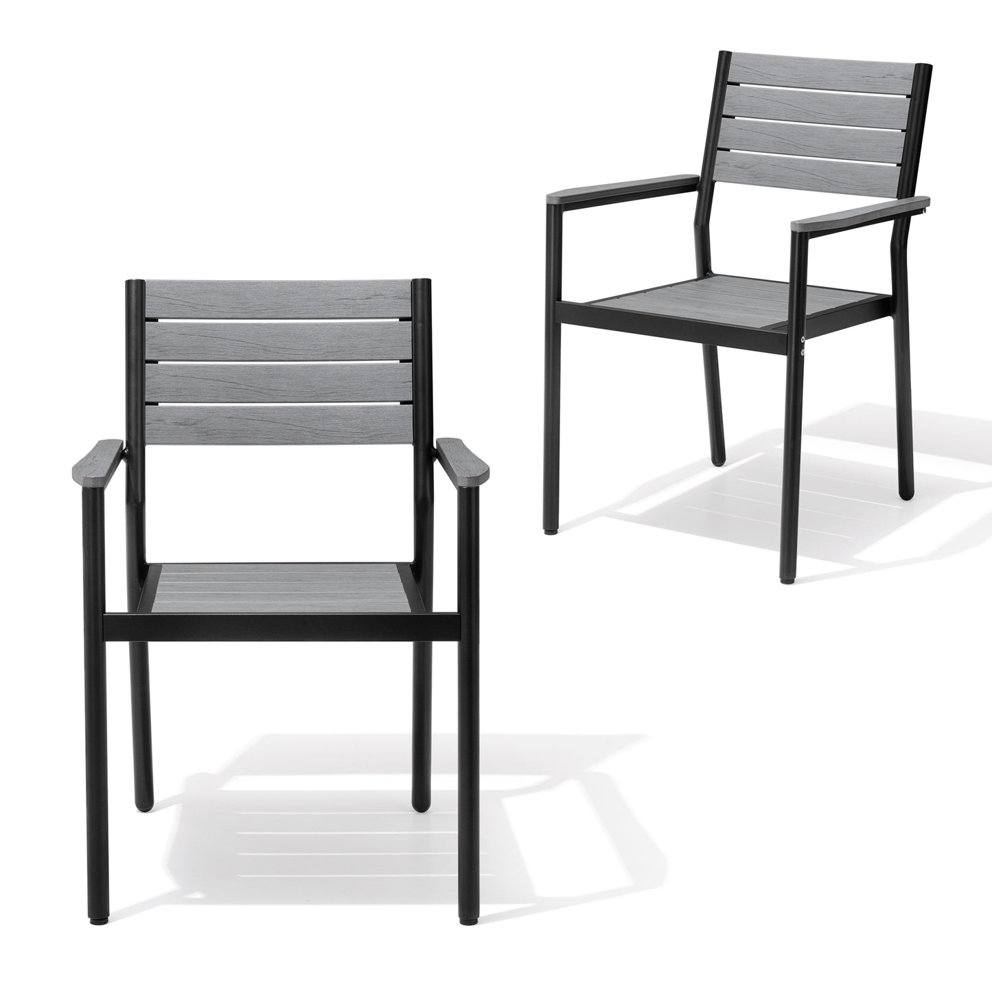 Crestlive Products 18.9 x 22.2 x 34.3 in 2-Pack All-Weather Stackable Outdoor Patio Dining Chairs with Aluminum Frame – Comfortable Armrest Design