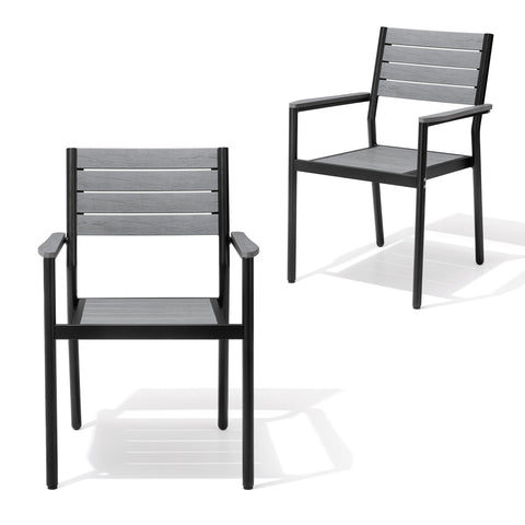 Outdoor aluminum dining chair 2-piece set Gray