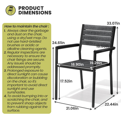 Crestlive Products Outdoor Patio Dining Table Set with Aluminum Frame and Stackable Rectangle Chairs