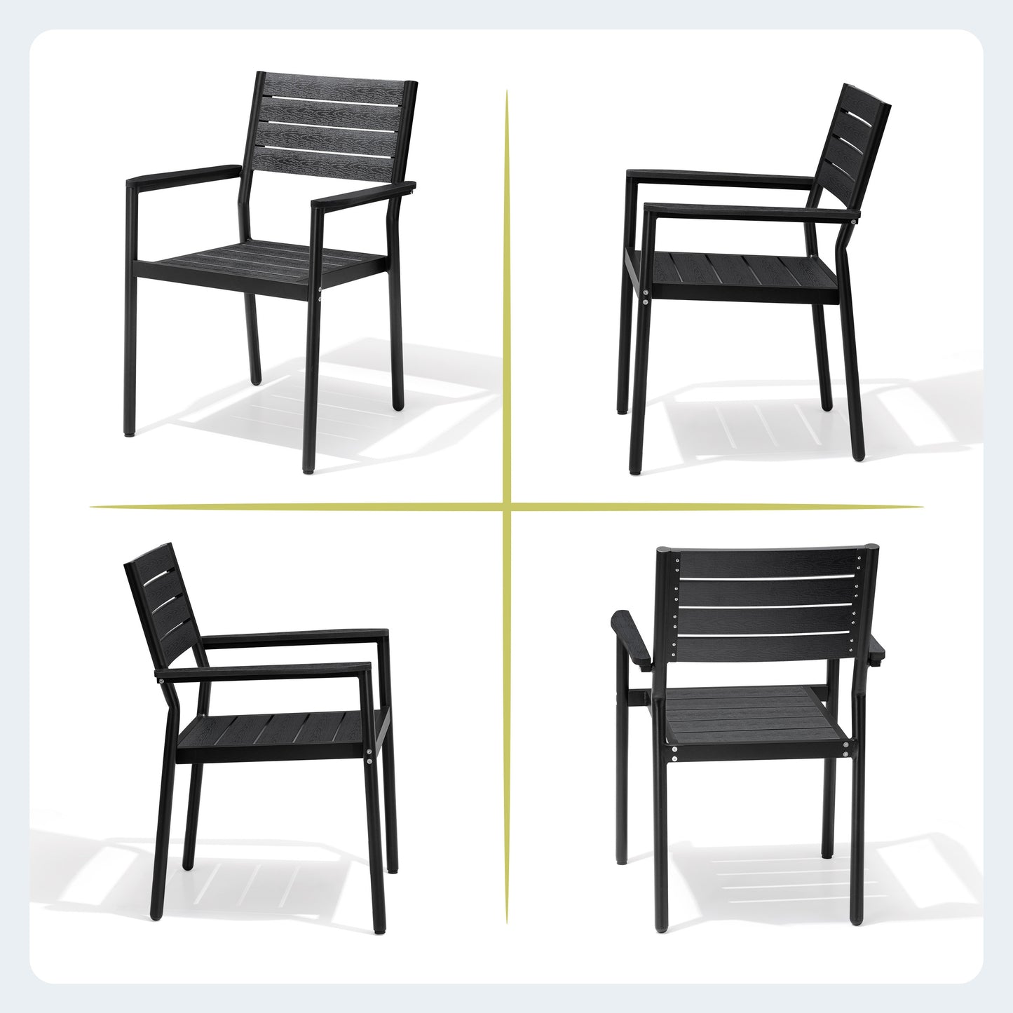 Crestlive Products Aluminum Outdoor Dining Table with Umbrella Hole and Stackable Chairs