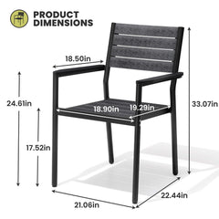 Aluminum Stackable Outdoor Dining Chair Set of 2