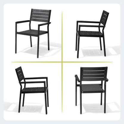 Crestlive Products 18.9 x 22.2 x 34.3 in 2-Pack All-Weather Stackable Outdoor Patio Dining Chairs with Aluminum Frame – Comfortable Armrest Design