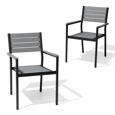 Outdoor aluminum dining chair 2-piece set Dark Gray